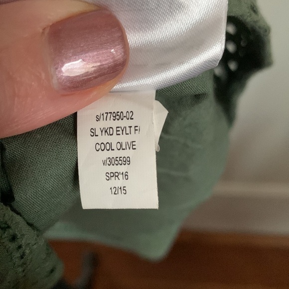 Gap Sleeveless Yoked Eyelet Fit and Flare Dress - Cool Olive - Picture 12 of 15